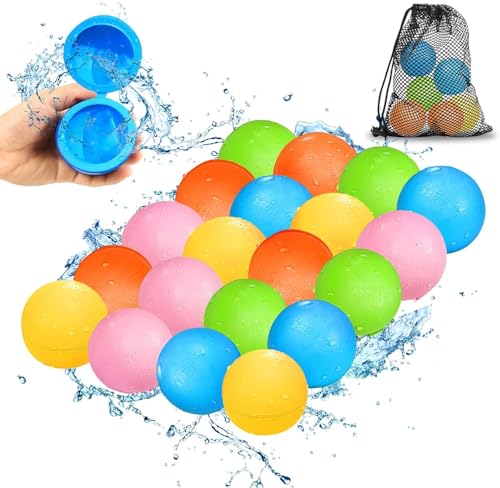 SCUATANBE Reusable Water Balloons 20PCS Quick Fill Water Balls Toys For Toddler Age 48 Refillable SelfSealing Water Splash Bomb For Summer Party Pool Outdoor Beach Toys for kids Age 812 - Image 1