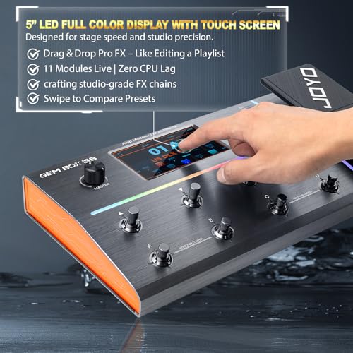 JOYO Guitar Multi-Effects Processor Pedal with 5" Touchscreen, 160+ Effects, 400 Presets, Amp Modeling, IR Loader, Drum Machine & USB Audio Interface All-in-One Pedalboard for Studio/Live (GEM BOX K8) - Image 3
