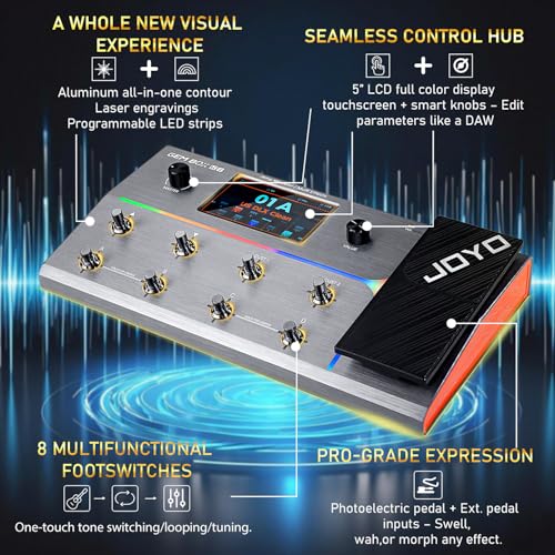 JOYO Guitar Multi-Effects Processor Pedal with 5" Touchscreen, 160+ Effects, 400 Presets, Amp Modeling, IR Loader, Drum Machine & USB Audio Interface All-in-One Pedalboard for Studio/Live (GEM BOX K8) - Image 4