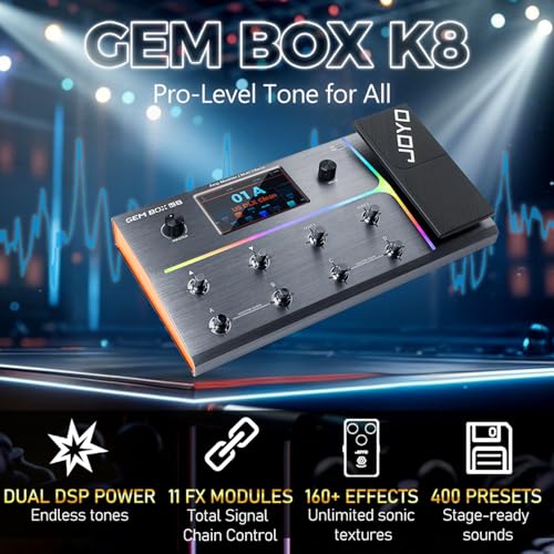 JOYO Guitar Multi-Effects Processor Pedal with 5" Touchscreen, 160+ Effects, 400 Presets, Amp Modeling, IR Loader, Drum Machine & USB Audio Interface All-in-One Pedalboard for Studio/Live (GEM BOX K8) - Image 2
