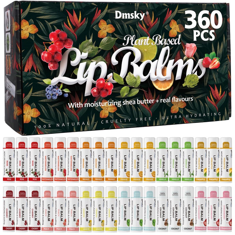 Dmsky Lip Balm Bulk  Fruit Variety Pack Hydrating for Men Women Kids  015 Oz 360 Count