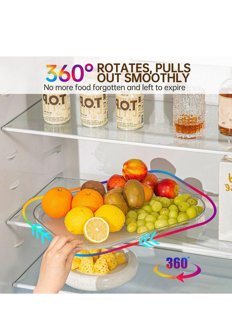 Arabest - Lazy Susan Turntable Organizer for Refrigerator 15.67'' Clear Rectangular Fridge Organizer Storage Lazy Susan for Cabinet Table Pantry Kitchen Countertop - Image 1