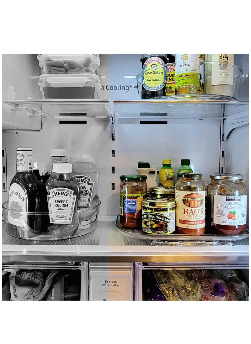 Arabest - Lazy Susan Turntable Organizer for Refrigerator 15.67'' Clear Rectangular Fridge Organizer Storage Lazy Susan for Cabinet Table Pantry Kitchen Countertop - Image 1