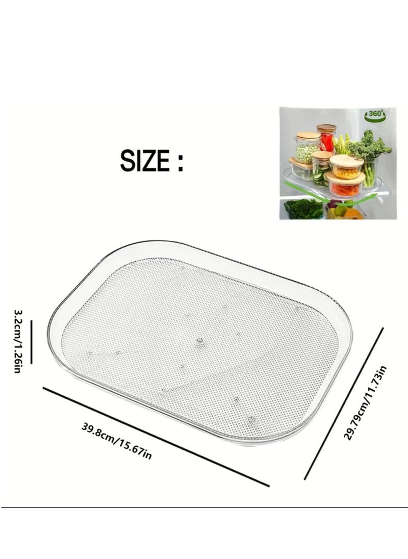 Arabest - Lazy Susan Turntable Organizer for Refrigerator 15.67'' Clear Rectangular Fridge Organizer Storage Lazy Susan for Cabinet Table Pantry Kitchen Countertop - Image 1