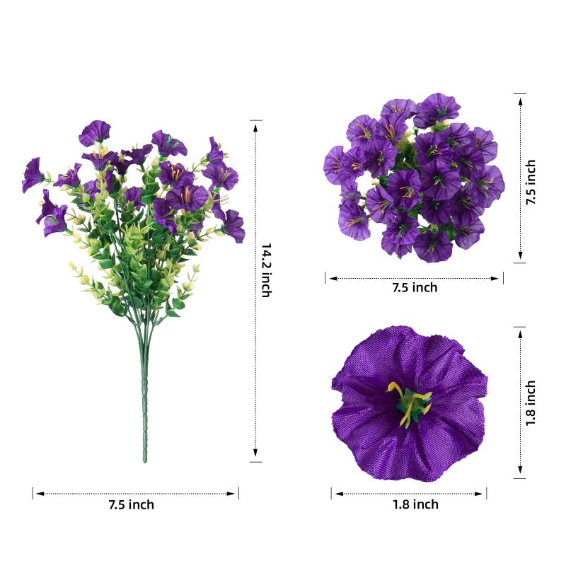 Ivydale Artificial Fake Outdoor Outside Plants Flowers for Spring Summer Decoration  12 Bundles Faux Silk UV Resistant Look Real Morning Glory Purple for Porch Home Planter Garden Yard - Image 3