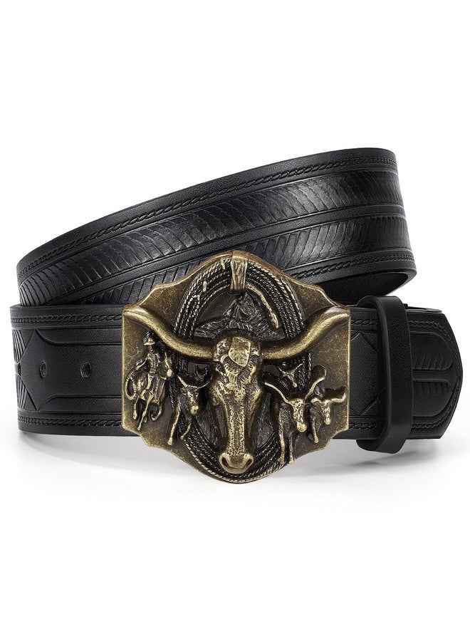 TRIWORKS Western Cowboy Leather Belt for Men Women Cowgirl Western Country Belt Mens Buckle Belt for Jeans - Image 1