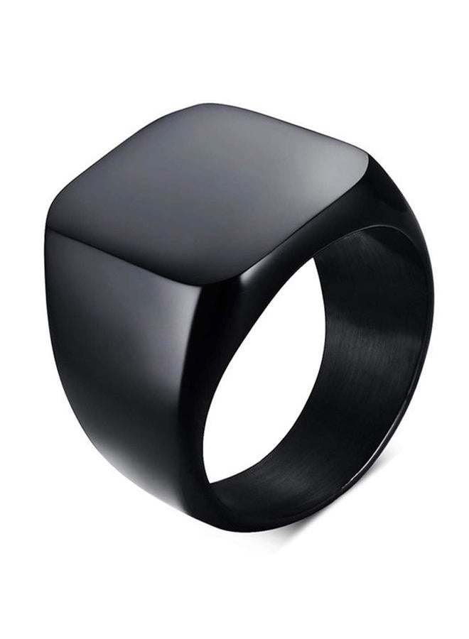 enhong Mens Rings Stainless Steel Square Signet Rings for Men,Black Pinky Thumb Ring for Dad Father Jewelry Gift for Him,Men's Ring for Biker Size 15 - Image 1