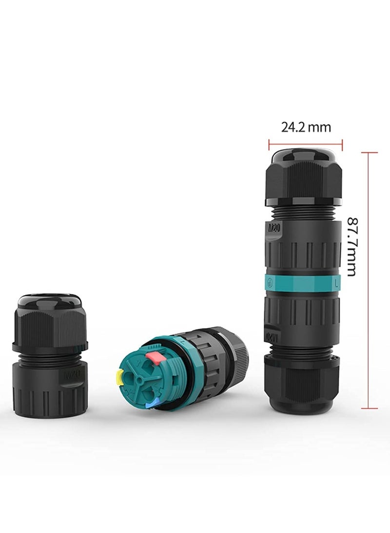 KASTWAVE Screw Free Outdoor Cable Connector, Waterproof Junction Box Screwless Cable Connector with Quick Installation, External Sleeve Coupler for Wire Diameter 9 - 12 mm, 3 Pole, Black, 4 Pack - Image 4