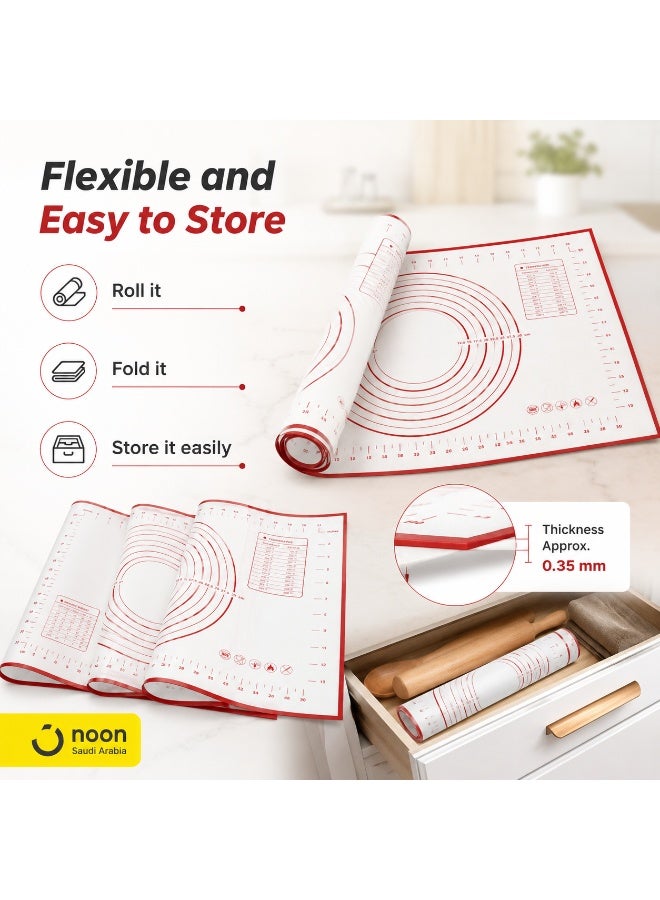 San Yi Silicone Baking Mat 50 x 60 cm, Non Slip Heat Resistant Dough Rolling Mat With Measuring Guides - Image 4
