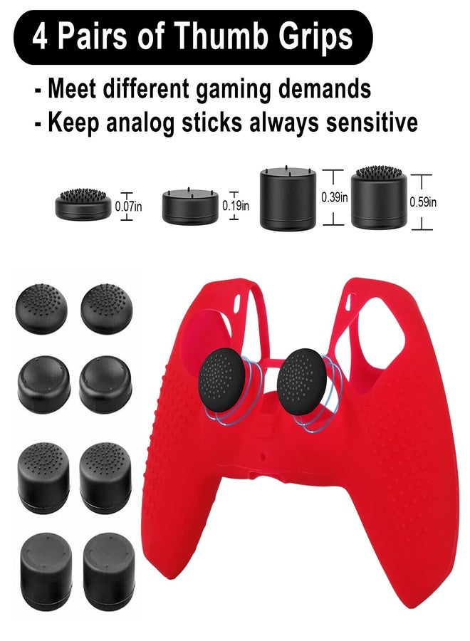 GameXcel Silicone Controller Covers Compatible with PS4 Controller - 2 Pack of Anti-Slip Protector Controller Skin Case- with 4 Pairs Thumb Grips - Red & Blue - Image 5