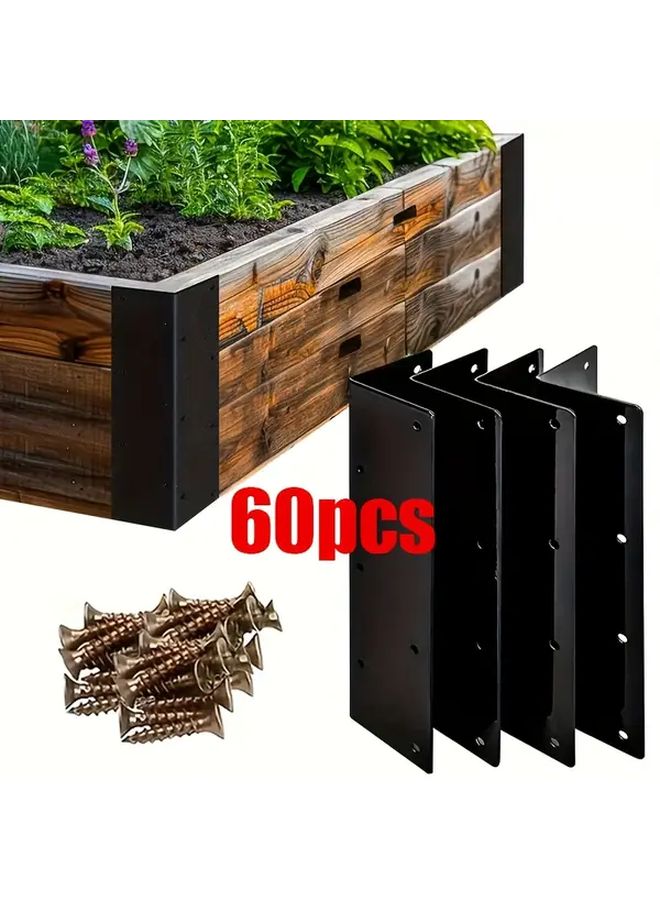 60pcs 160mm L Shape Corner Brackets With Screws For Bed Fence And Shelf Support - Image 1