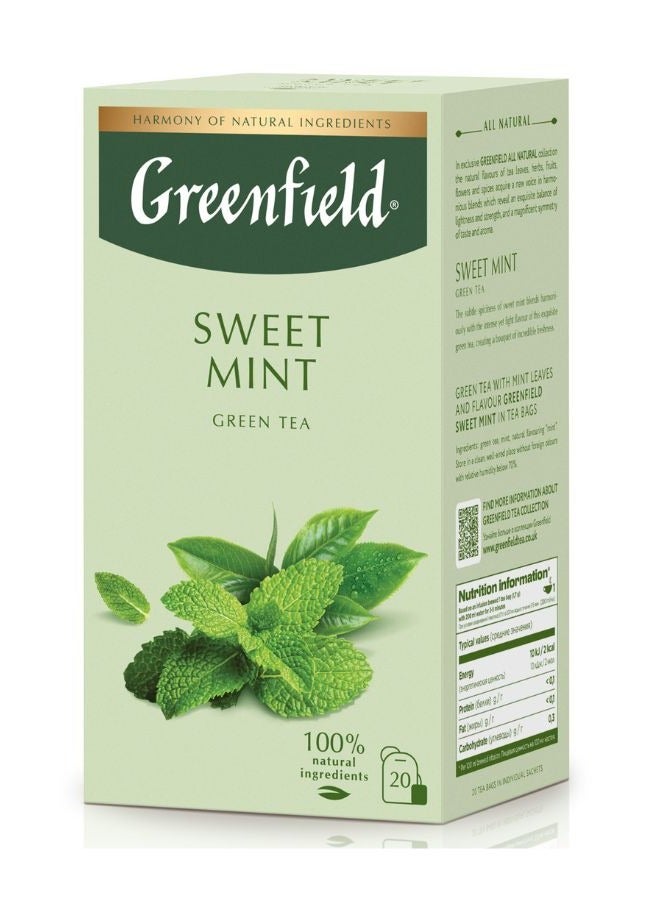 شاي أخضر بنكهة النعناع الحلو 20 كيس شاي
