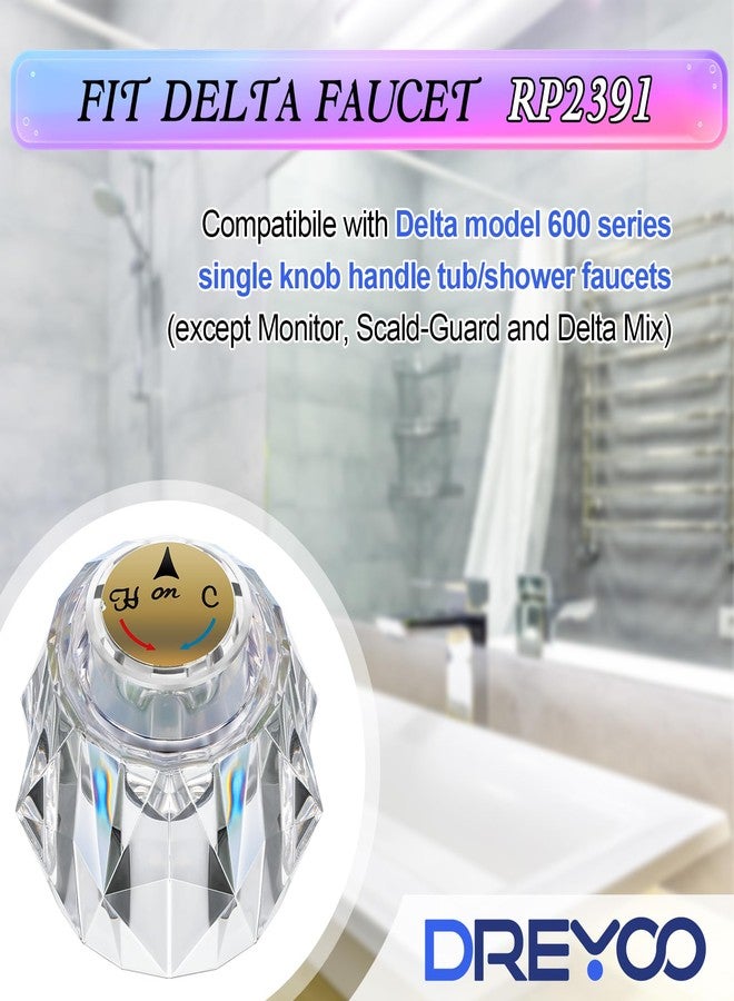Dreyoo مقبض صنبور Dreyoo متوافق مع صنبور Delta RP2391، طقم مقبض شفاف واحد بفتحة إزاحة للدش/حوض الاستحمام، مقبض صنبور بديل 2-1/2 بوصة × 2-1/8 بوصة، لمسة نهائية من الأكريليك الشفاف (عبوة واحدة) - Image 4