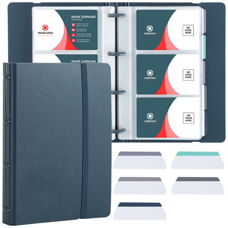 deli Business Card Book Holder, Business Card Organizer, Name Card Book Holder, Portable Office Business Card Holder, Hold 180 Cards, Blue - Image 1