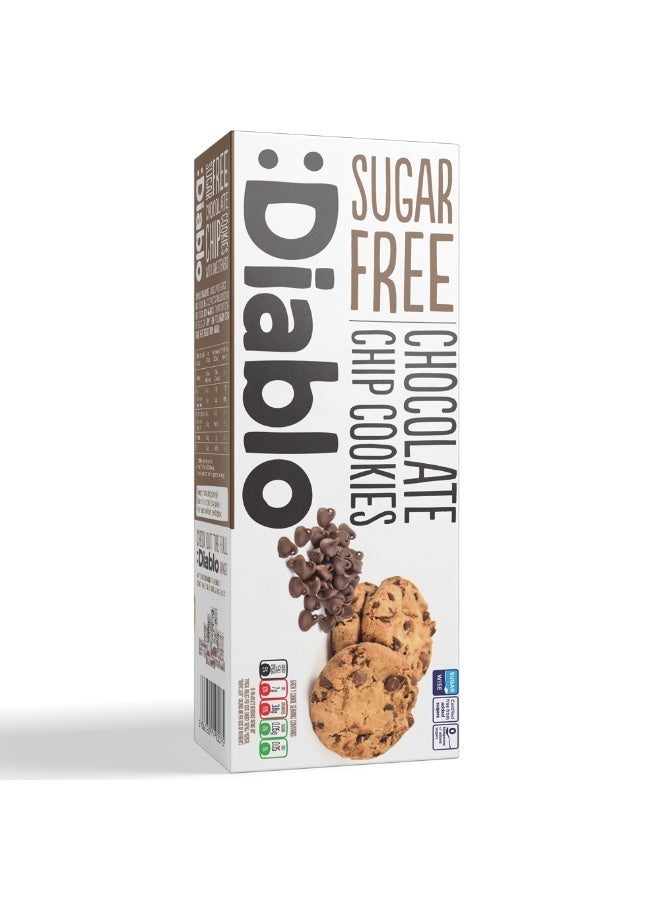 Diablo Sugar Free Chocolate Chip Cookies 130g | Sweetened with Maltitol | Low Sugar Biscuit Snack | Gift Hamper & Multipack Options Available | Pack of 3 - Image 1