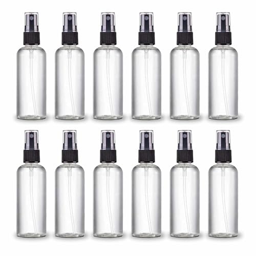 Kienlix Spray Bottles Clear Empty Fine Mist Plastic Mini Travel Bottle Set, Small Refillable Liquid Containers (100 Ml Pack 12) - Image 1