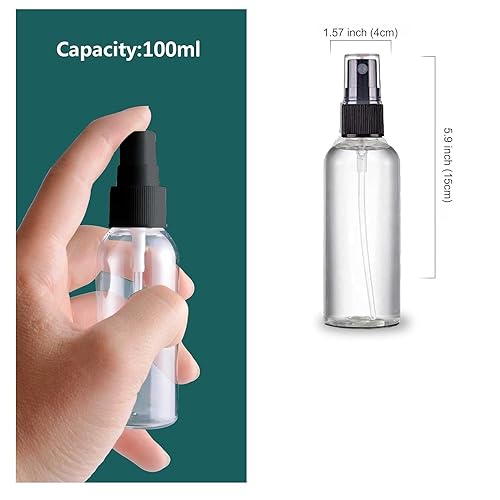 Kienlix Spray Bottles Clear Empty Fine Mist Plastic Mini Travel Bottle Set, Small Refillable Liquid Containers (100 Ml Pack 12) - Image 2