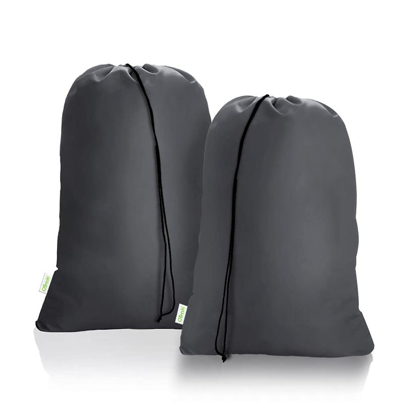 OTraki 2 Pack Laundry Bag Extra Large 28x45 Inch Drawstrings Laundry Hamper Liner Storage Bag XL Dirty Clothes Organizer Heavy Duty Laundry Bag for Home, Travel, Camping (Grey) - Image 1