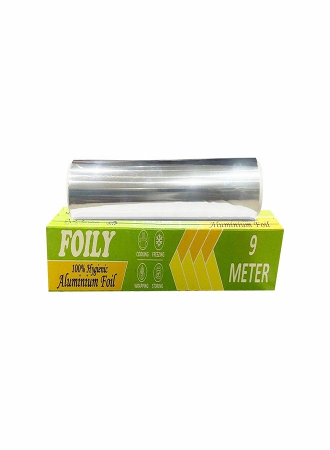 FOILY Silver Aluminium Foil for Food Packing 9m with 11 Micron Thickness | Keeps Food Warm and Hygienic | Ideal for Storing, Packing, Wrapping, and Serving - Image 1