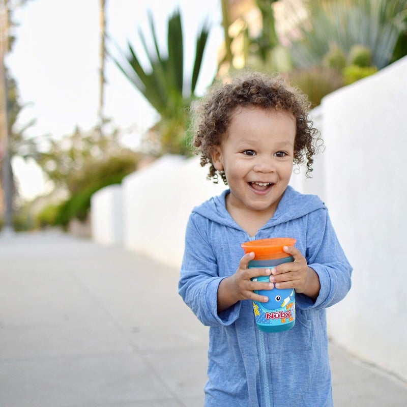 Nuby 360 Degree Easy Sip 3D Grip Wonder Cup with Printed Silicone Sleeve Purple Butterfly 10 Oz - Image 4