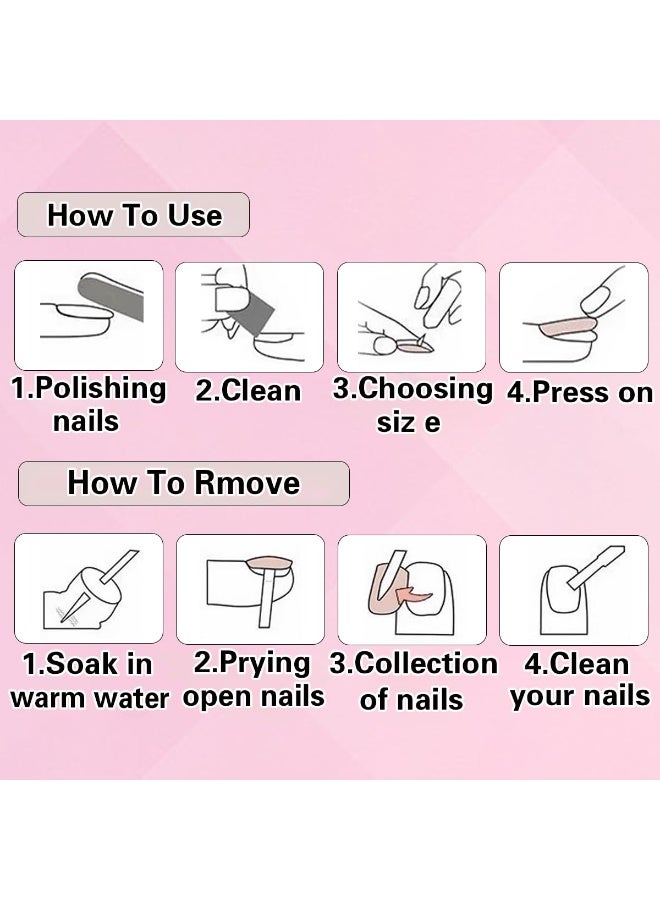 مجموعة أظافر صناعية مكونة من 24 قطعة مع ملصقات جل لاصقة ومبرد أظافر، بتصميم لوزي الشكل وأظافر لاصقة بلون بارد وتصميم ثلاثي الأبعاد على شكل قطرة ماء وقشرة صدفية (لون بيج). - Image 4