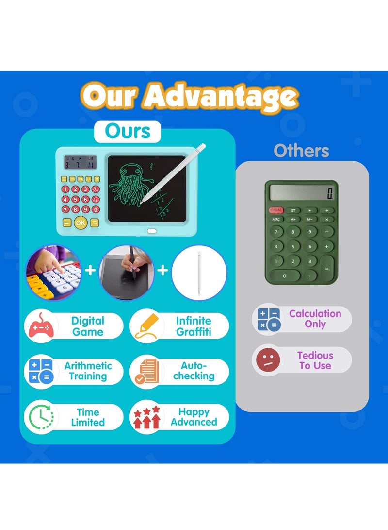 لعبة لوح الكتابة للأطفال، ألعاب رياضيات 6 7 8، ألعاب إلكترونية لتعليم الرياضيات، هدايا عيد ميلاد للأولاد والبنات، لون أزرق - Image 2