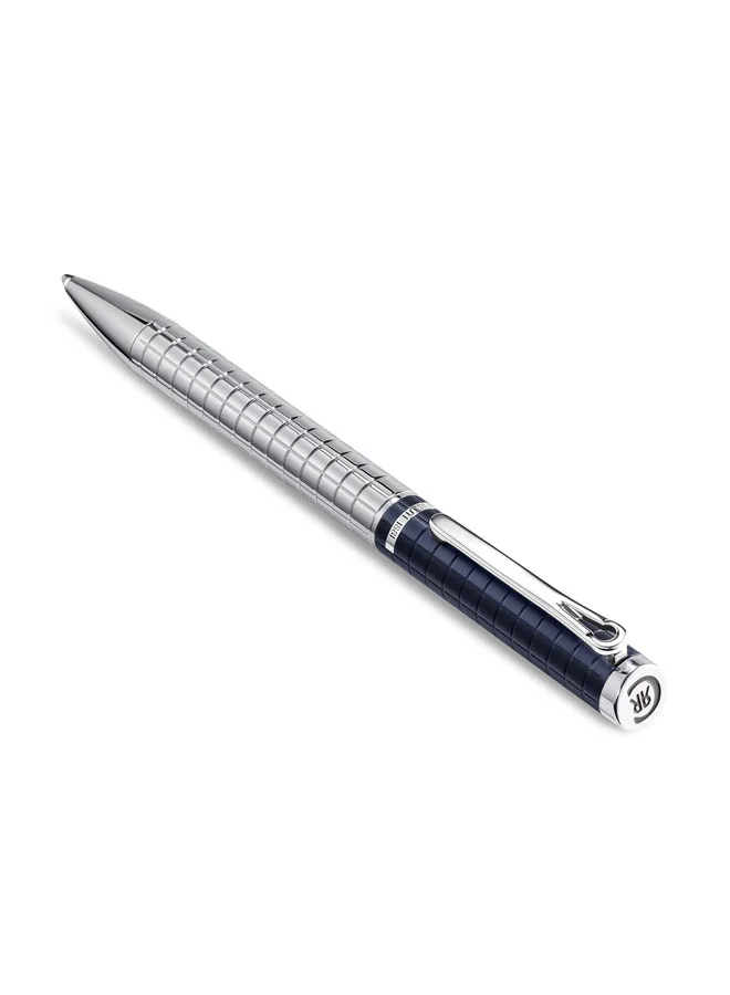 CERRUTI 1881 Nazzareno Stainless Steel Trims Twist Ballpoint Pen for Men, Blue Ink