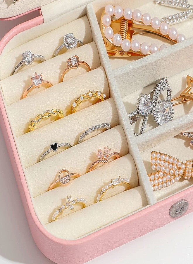OMKRUSH Jewelry Box, PU Leather Small Portable Travel Case, 2 Layers Organizer Display Storage Holder Boxes for Rings, Earrings, Necklaces, Bracelets. - Image 3