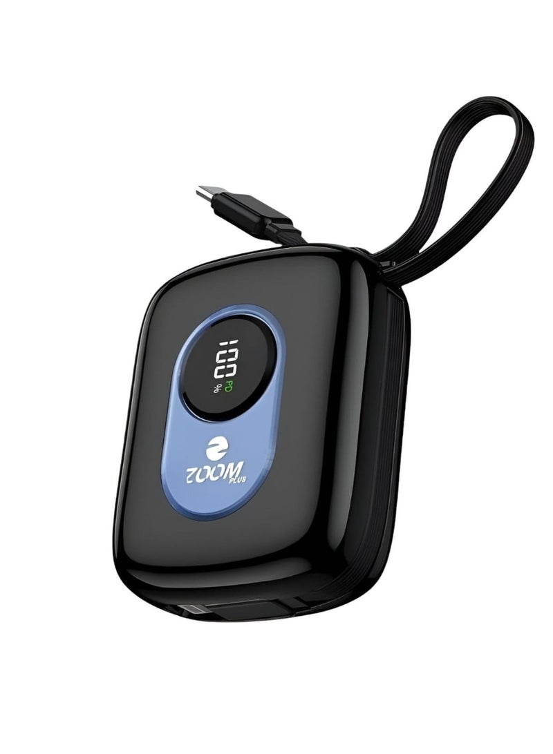 زوم بلس باور بانك ZP100 فائق السرعة بسعة 10000 مللي أمبير تصميم أنيق وصغير الحجم مع كابلات مدمجة بقوة 22.5 واط - Image 1