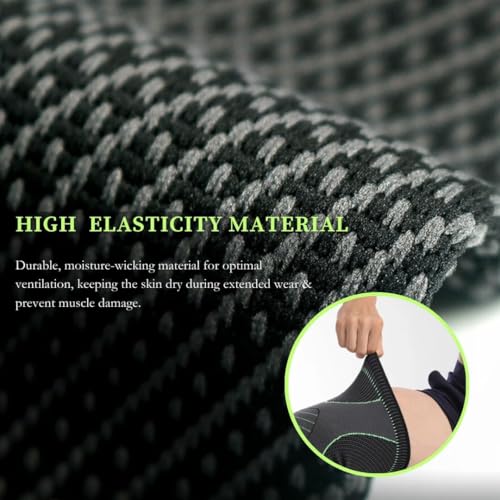 GymWar Nylon Knee Support For Men- 3D Knitted Knee Brace For Gym, Workout And Pain Relief | Extra Long Leg Braces Knee Sleeve For Working Out, Joint Pain ((Free Size, Green-Black) (Green-Pack of 2) - Image 5
