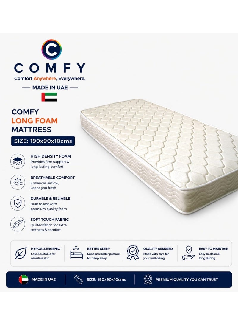 Comfy مرتبة مريحة طويلة ومستقيمة للغاية بيضاء اللون مفردة 10 - Image 1