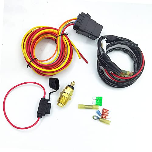 DSkoiph Electric Cooling Fan Wire Harness Kit 185 Degree On 165 Thermostat Switch 40/50 AMP Relay - Image 2