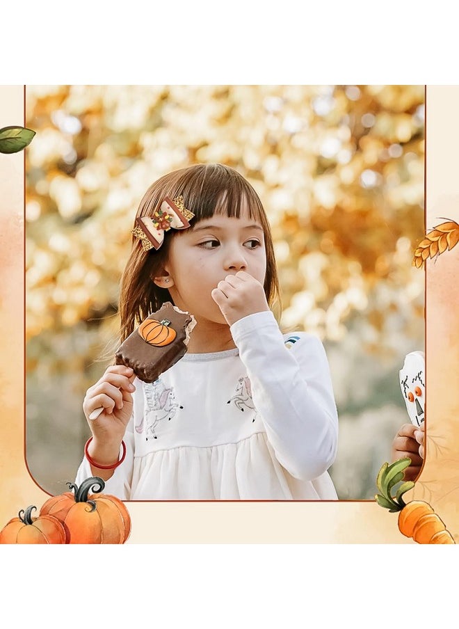 XIELIME - Thanksgiving Hair Bow Clips For Girls 2 Pcs Fall Turkey Glitter Hair Bows Autumn Grosgrain Ribbon Bow Hair Clips Cute Hair Accessories Hairpin For Toddler Kids Festival Party Favor Gift - Image 1
