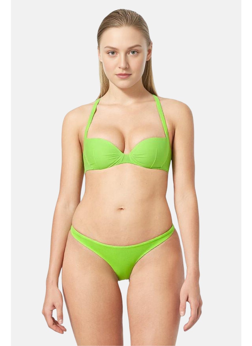 Lefties Women Plain Bikini Bottom, Green  - Image 1