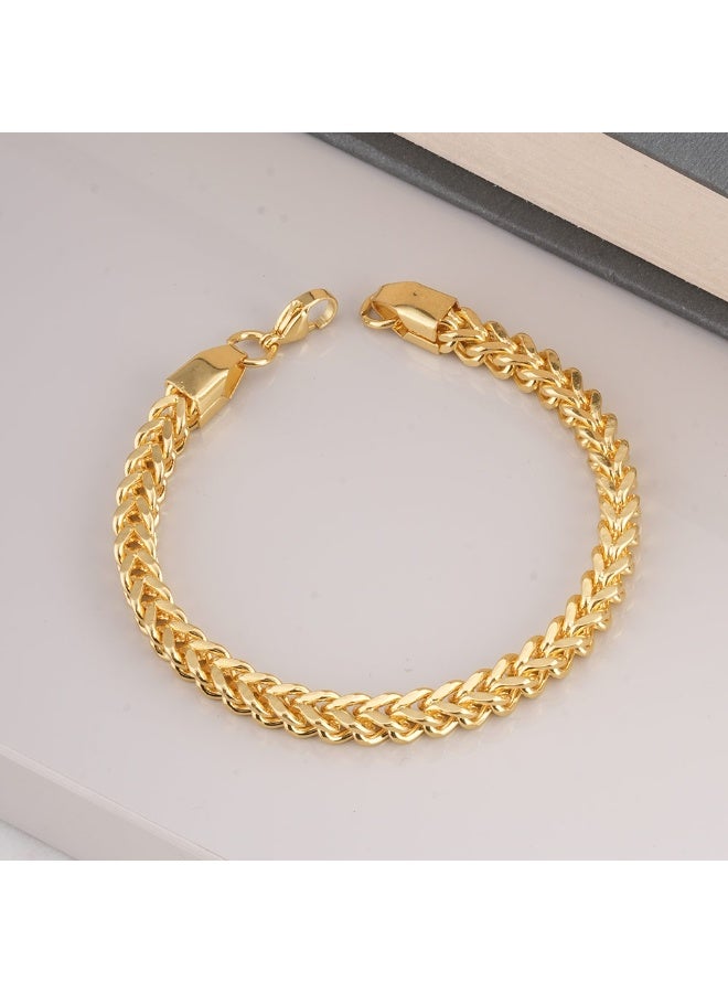 PALMONAS 18k Gold Tone Plated Classic Gold Chain Bracelet
 for Men - Image 3