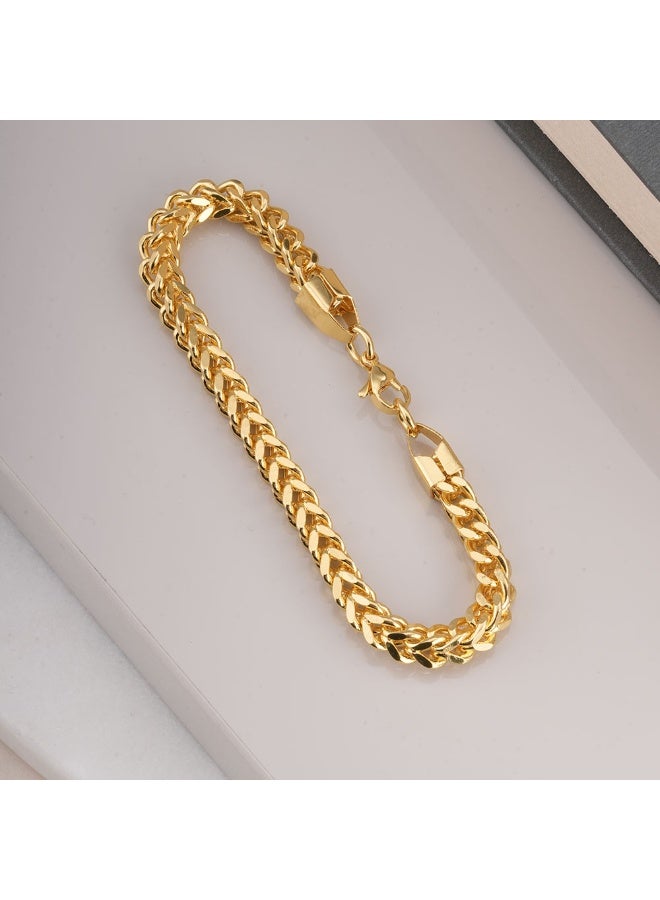 PALMONAS 18k Gold Tone Plated Classic Gold Chain Bracelet
 for Men - Image 4