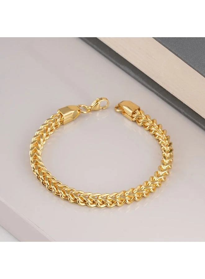 Palmonas PALMONAS 18k Gold Tone Plated Classic Gold Chain Bracelet
 for Men