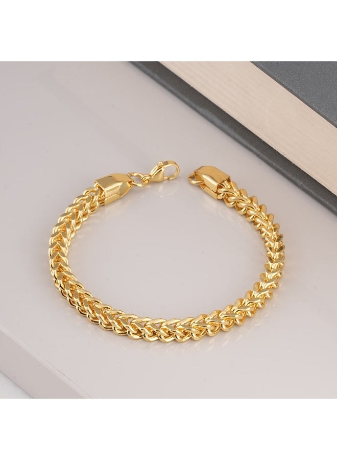 PALMONAS 18k Gold Tone Plated Classic Gold Chain Bracelet
 for Men - Image 2