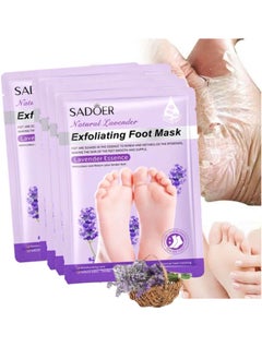 SADOER Pack Of 5 Natural Lavender Exfoliating Foot Mask, Multi-Whitening Essence Energy, Intensive Nourishment And Care Of Foot, Anti-cracking, Hydrating And Repairing  - Image 1