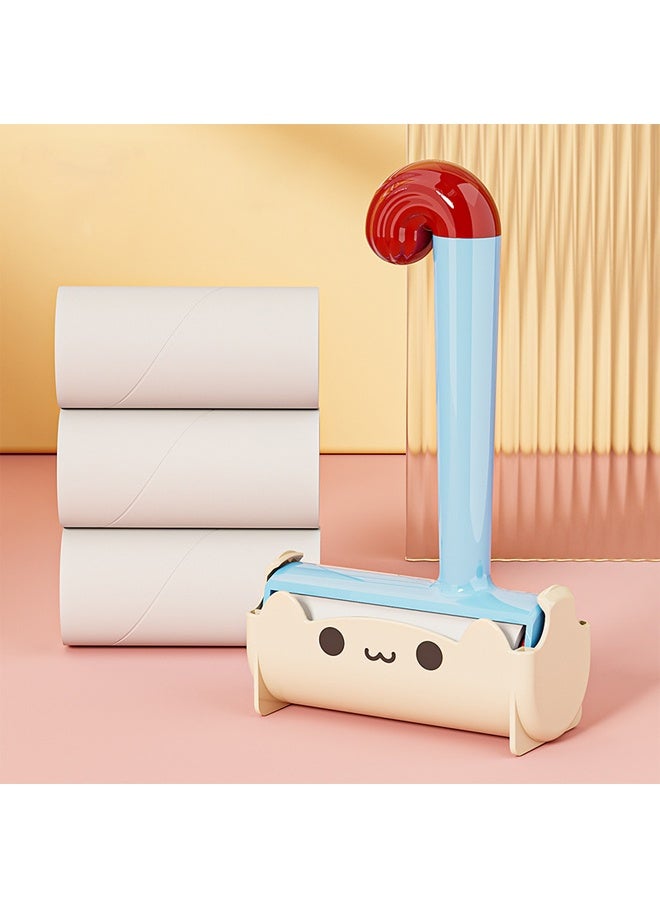 HOMESTAR Cartoon Cat Cute Lint Roller for Hair Extra Sticky Lint Removal Roller, Reusable Handle for Clothes, Furniture, and Travel Essentials ，1 Handle+3 Roller Refills - Image 1
