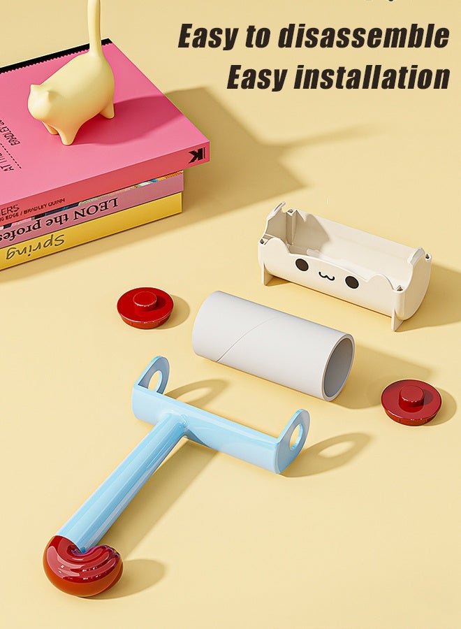 HOMESTAR Cartoon Cat Cute Lint Roller for Hair Extra Sticky Lint Removal Roller, Reusable Handle for Clothes, Furniture, and Travel Essentials ，1 Handle+3 Roller Refills - Image 4