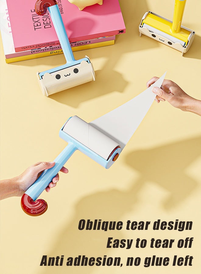 HOMESTAR Cartoon Cat Cute Lint Roller for Hair Extra Sticky Lint Removal Roller, Reusable Handle for Clothes, Furniture, and Travel Essentials ，1 Handle+3 Roller Refills - Image 3