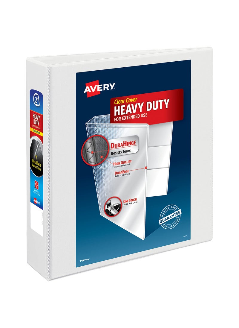 AVERY Avery Heavy-Duty View 3 Ring Binder, 2" One Touch Slant Rings, Holds 8.5" x 11" Paper, 1 White Binder (05504)  - Image 1