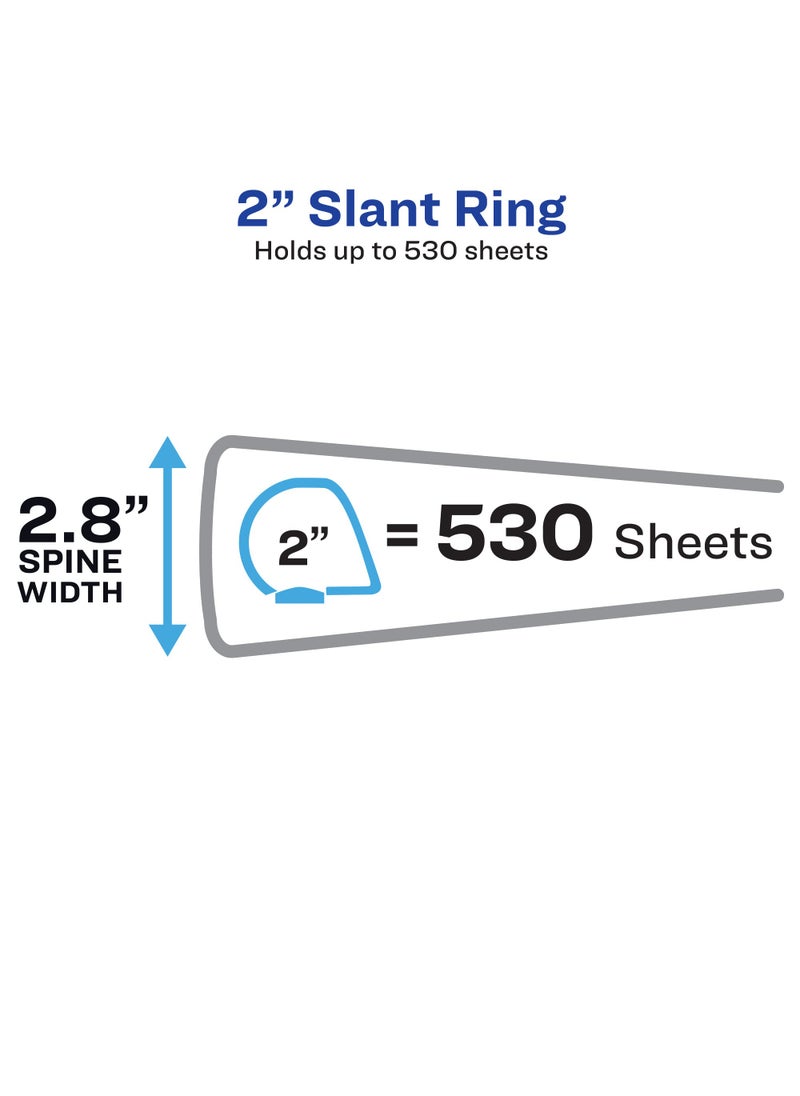 AVERY Avery Heavy-Duty View 3 Ring Binder, 2" One Touch Slant Rings, Holds 8.5" x 11" Paper, 1 White Binder (05504)  - Image 3