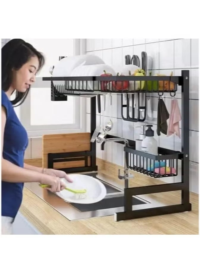 Dish Rack Stainless Steel Drainer Kitchen Shelves Sink Drip Supplies Bracket Drying  - Image 1