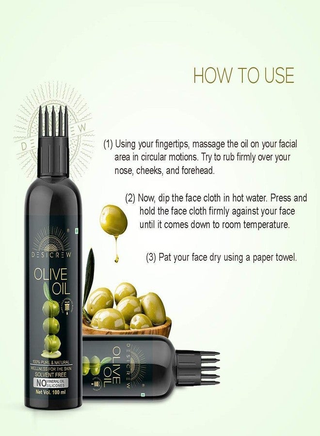 DESICREW Desi Crew 100% Pure Olive Oil - WITH COMB APPLICATOR - Cold Pressed - For Hexane Free, Hair and Skin Oil 100mL Hair Oil (100 ml) - Image 4