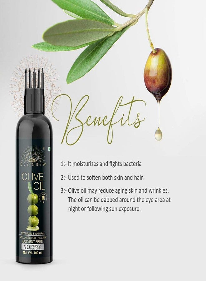 DESICREW Desi Crew 100% Pure Olive Oil - WITH COMB APPLICATOR - Cold Pressed - For Hexane Free, Hair and Skin Oil 100mL Hair Oil (100 ml) - Image 5