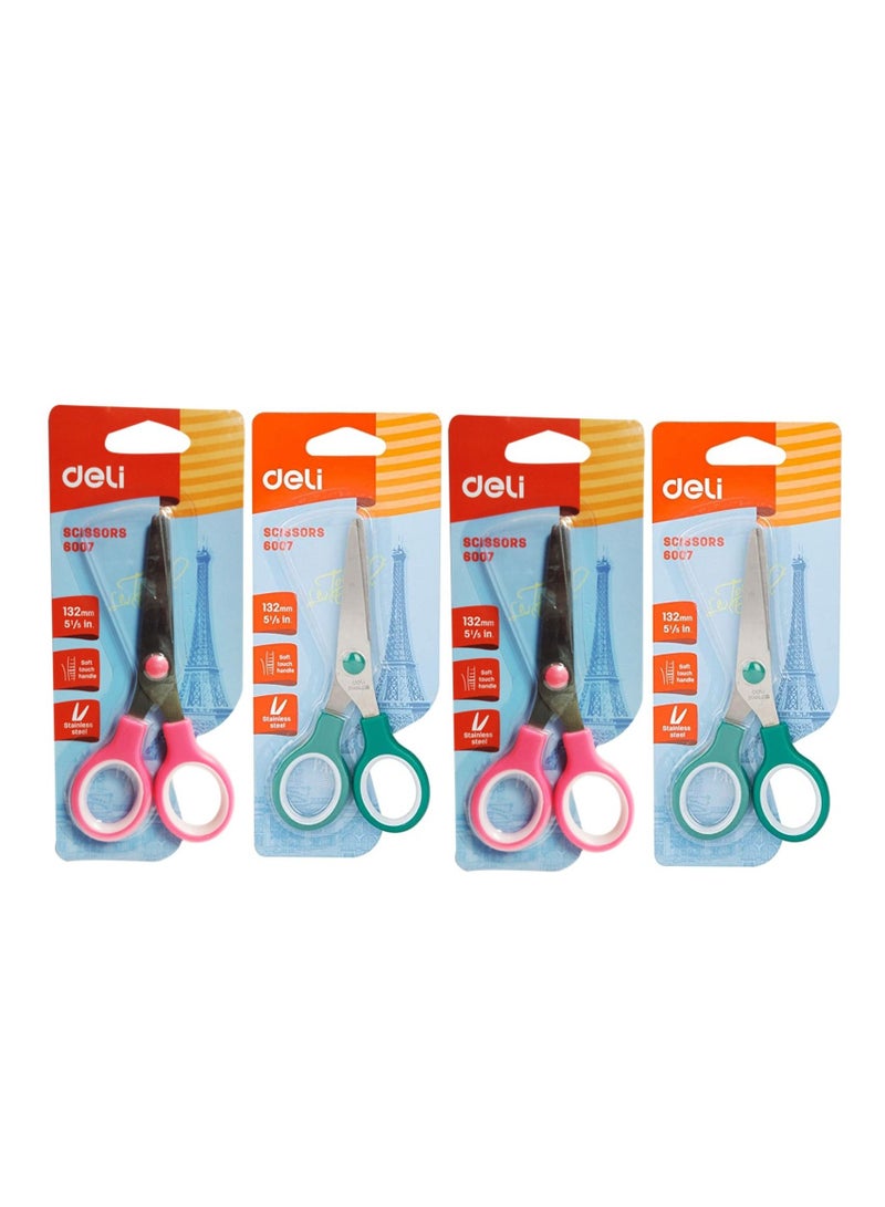 Deli 4-Piece Soft Touch Mini Scissors Multicolour - Image 1