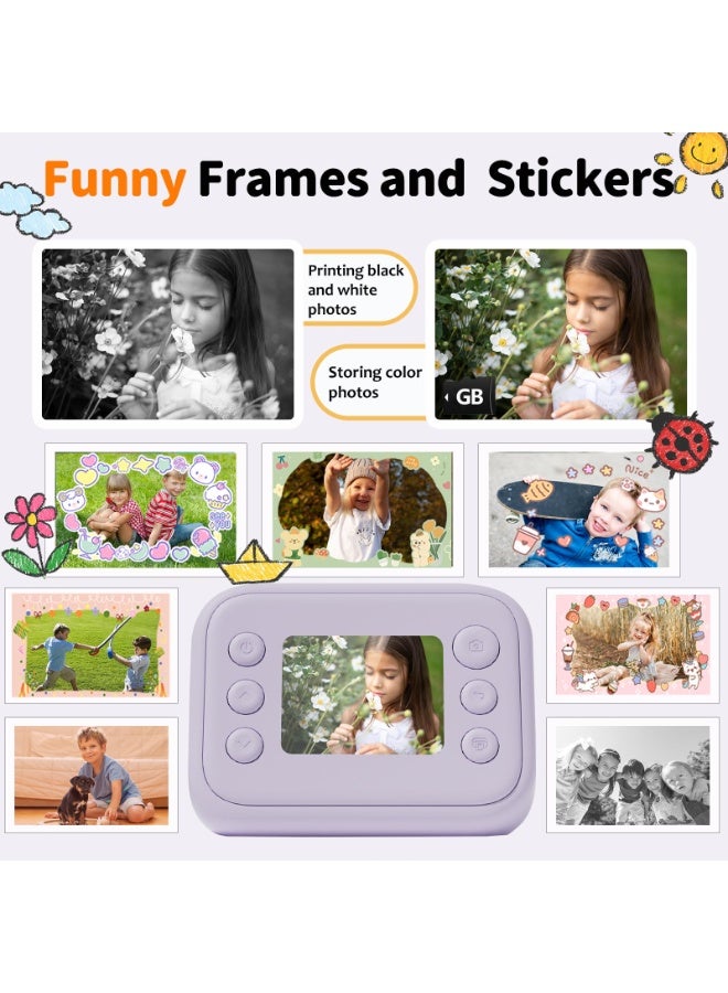 Milatech Instant Print Camera for Kids, 48MP Photos 1080P Digital Video Camera, 32GB Card Purple - Image 3