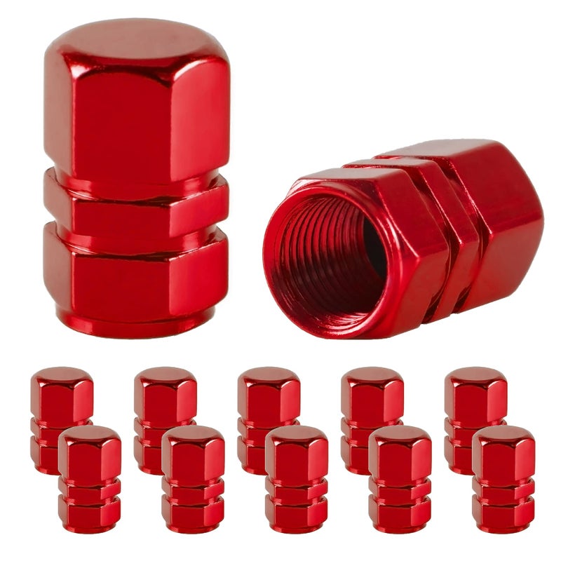 JUSTTOP Car Tire Valve Stem Caps 12pcs Air Caps Cover Universal for Cars SUVs Bike Trucks and MotorcyclesRed